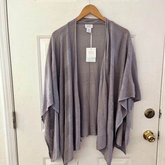 Sigrid Olsen Woman's Gray 100% Linen Open-Front Wear Two Ways Wrap One-Size - Picture 1 of 10